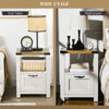 Side Table with Storage, Farmhouse End Table with Drawer, Open Shelf and Barn-style Panel, Nightstand for Living Room, Bedroom, White