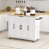 Modern Rolling Kitchen Island Cart with Drawers, Natural Wood Top, Towel Rack, Door Storage Cabinet
