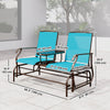 Patio Glider Rocking Chair 2 Person Outdoor Loveseat Rocker Garden Furniture Bench, Blue
