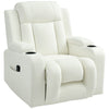 Swivel Massage Recliner Chair Rocker, Overstuffed Manual Reclining Sofa, PU Leather Rocking Chair with Side Pockets, Cup Holders, for Living Room, Nursery, Cream White