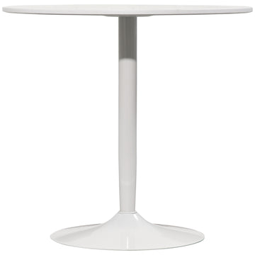 Modern Kitchen Table for 2 People, Round Dining Table with Steel Base for Living Room, Dining Room, White
