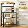 Kitchen Baker's Rack with Power Outlet, Coffee Bar Station with Adjustable Shelves and Hooks, Rustic Brown