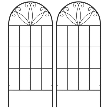 Metal Garden Trellis Pack of 2 for Climbing Plants, Arched Grid Trellis Panels, 20