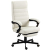 Office Chair, High Back Desk Chair, Swivel Recliner with Adjustable Height, Footrest and Padded Armrest, Cream White