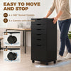 File Cabinet on Wheels Mobile Printer Stand with 5 Drawers for Home Office Black