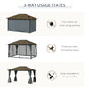 10' x 13' Hardtop Gazebo Aluminum Framed Marquee Party Tent Shelter with Mesh Curtains & Side Walls - Grey, Dark Grey