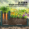 2 Tier Galvanized Raised Garden Bed, Steel Planter Box for Vegetables, Flowers, Herbs, 47
