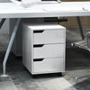 3 Drawer File Cabinet, Mobile Vertical Filing Cabinet with Wheels, Printer Stand with Storage for Home Office, White