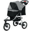 Small Dog Stroller, 3-Wheel Foldable Pet Stroller with Adjustable Canopy and Zippered Mesh Door for Pet Owners, Grey