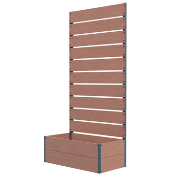 Raised Garden Bed with Trellis, Freestanding Elevated Planter Box for Climbing Vines, 28
