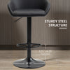 Adjustable Bar Stools Set of 2, Swivel Barstools with Footrest and Back, PU Leather and Steel Round Base, Black