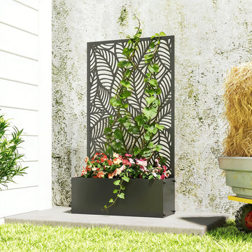 Metal Planter Box with Trellis, 44.5