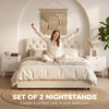 Modern Nightstand Set of 2, Bedside Table with 2 Drawers, Side End Table for Bedroom, Living Room, White Wood Grain