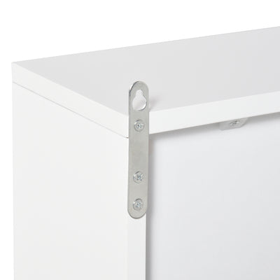 Wall Mounted Bathroom Medicine Cabinet Mirrored Cabinet with Hinged Door 2-Tier Storage Shelves White