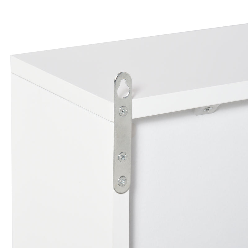Wall Mounted Bathroom Medicine Cabinet Mirrored Cabinet with Hinged Door 2-Tier Storage Shelves White