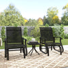 3PCs Gliding Rocking Chair & Bistro Tea Table Set, Black