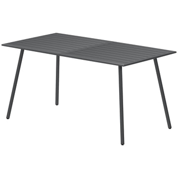 Rectangle Patio Dining Table for 6 Person, Metal Steel Slat Outdoor Table, for Lawn, Garden, 59