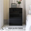 4 Drawer Cabinet, High Gloss Drawer Chest for Bedroom, Chest of Drawers with Metal Runners and Groove Handles, Black