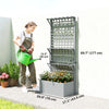 Wooden Raised Garden Bed with Trellis and Roof, Elevated Planter Box with 2 Shelves, Drainage Hole and Liner, Grey