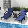 Patio Chaise Lounge Chair Cushions Replacement Sun Lounger Pads with Headrest and Ties, Set of 2, Dark Blue