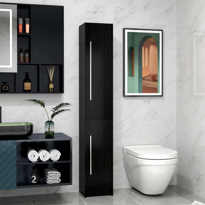 Freestanding Tall Bathroom Storage Cabinet with Adjustable Shelves, Bathroom Organizer, White Wood Grain