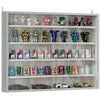 5-Tier Display Cabinet, Shot Glass Display Case, Glass Curio Cabinet with 2 Glass Doors and 4 Adjustable Shelves, Grey