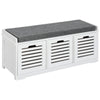 Upholstered Shoe Cabinet Storage Bench with Padded Cushion, with 3 drawer Enough Storage Space Bench Stool for Living Room Entryway Furniture, White