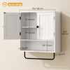 Wall Mounted Bathroom Cabinet, Bathroom Wall Cabinet with 2 Doors, Adjustable Shelf Storage, White