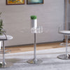 Round Dining Table, Modern Pub Table with Tempered Glass Top, Galvanized Metal Base, Small Dining Table, Silver
