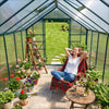 16' x 8' Aluminum Polycarbonate Greenhouse Walk-in Garden Greenhouse Kit with Adjustable Roof Vent, Rain Gutter and Sliding Door for Winter, Green