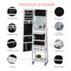 Jewellery Cabinet with Full-Length Mirror, Standing Jewelry Armoire with LED Light, White