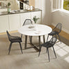 Modern Dining Chairs Set of 4, Plastic Kitchen Chairs with Hollow Backrest and Metal Legs for Living Dining Room, Black