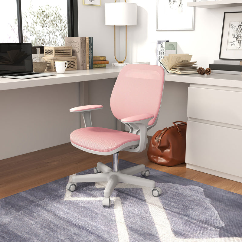 Ergonomic Office Chair, Desk Chair with Lumbar Support, Flip-up Armrest, Diamond Fabric Computer Chair for Office, Dark Grey