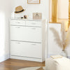 Narrow Shoe Storage with 2 Flip Drawers and Adjustable Shelves Shoe Cabinet Organizer for 12 Pairs of Shoes, White