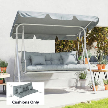 4-Piece Back and Seat Cushion Pillows Replacement and Pillows, Patio Chair Cushions Set with Ties, Light Grey