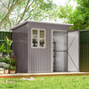 7' x 4' Galvanised Steel Outdoor Storage Shed, Garden Shed with Window, Lockable Wide Door and Air Vents