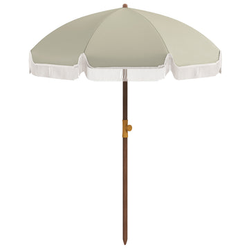 6.2' Beach Umbrella for Travel, Vent, Ruffles, Carry Bag, Portable Outdoor Umbrella for Garden, Light Green