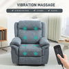 Manual Recliner Chair with Vibration Massage, Side Pockets, Microfibre Reclining Chair for Living Room, Blue-Grey