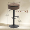 Set of 2 Barstools with Storage, Swivel Bar Stools with PU Leather Upholstered, Footrest, Steel Base, Brown