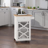 Kitchen Cart on Wheels, Rolling Kitchen Island with Drawer, Glass Door, Towel Rack and Adjustable Shelf, White