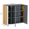 Wall Mounted Medicine Cabinet with Mirror Wall Mirror Cabinet with 3 Doors and Adjustable Storage Shelves Gray