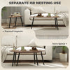 2 Pieces Coffee Table Set for Living Room, Industrial Nest of Tables with Steel Legs, Brown