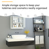 Wall Mounted Bathroom Medicine Cabinet Mirrored Cabinet with Hinged Door 2-Tier Storage Shelves White