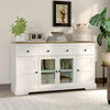 Sideboard Buffet Cabinet with Storage, Coffee Bar Cabinet with Glass Doors and Adjustable Shelves, Distressed