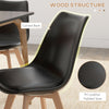 Modern Dining Table Chairs Set of 4, Rubber Wood Kitchen Table Chairs with PU Leather Cushion for Living Room, Bedroom, Black