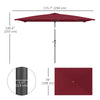 6.6x9.6ft Rectangle Aluminum Tilt Patio Umbrella, Garden Market Parasol, Outdoor Sunshade Canopy with Crank, Wine Red