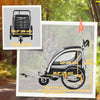 2 Seat Bike Trailer for Kids 2-in-1 Double Baby Stroller with Handbrake, Rubber Wheels, 5 Point Harness, Waterproof Cover, Storage Bag, Reflectors, Grey
