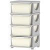 4 Tier Kids Toy Organizer and Storage Bins with 4 Plastic Drawers, Cream White