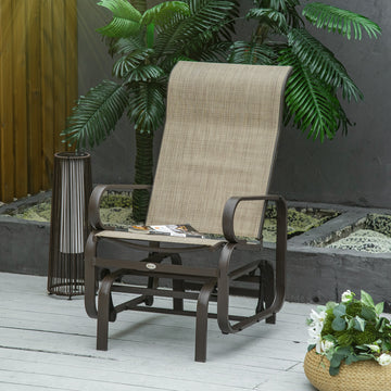 Patio Glider with Breathable Mesh Fabric, Outdoor Glider Chair, Garden Rocking Gliding Seat for Patio, Yard, Porch, Sand