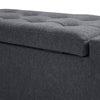 Storage Ottoman Bench, Linen Upholstered Bench with Tufted Design, Flipping Top, Dark Grey